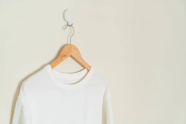 White Shirt Hanging Wood Hanger Wall — Stok fotoğraf