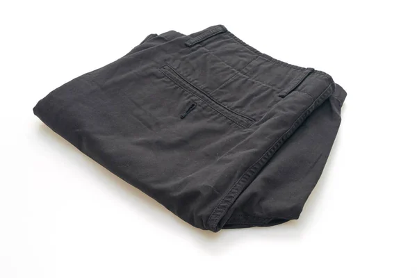 Nero Corto Pantalone Piega Isolato Sfondo Bianco — Foto Stock