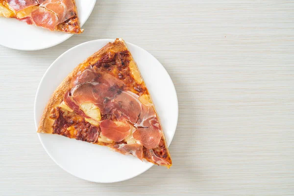 Pizza Prosciutto Lub Parma Ham Pizza Włoski Styl Żywności — Zdjęcie stockowe