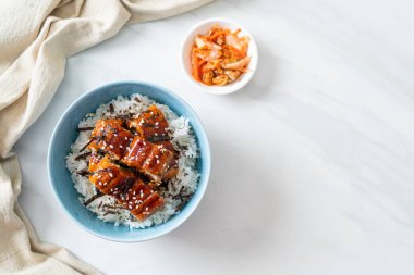 Yılan balığı pirinç kasesi veya unagi pirinç kasesi - Japon yemek tarzı.