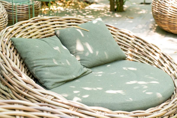 pillow on patio outdoor chair in gaeden