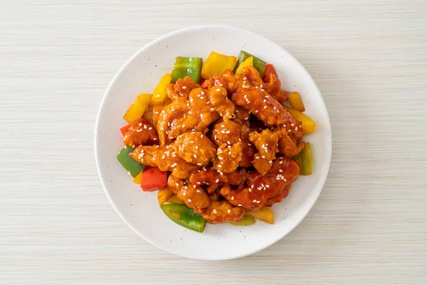 Fried Crispy Chicken Sweet Sour Sauce Korean Style — Stock Photo, Image