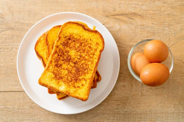 Tostadas Francesas Plato Blanco Para Desayuno — Foto de Stock