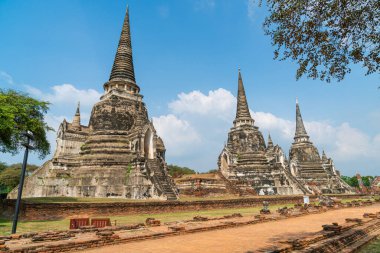 Ayutthaya, Tayland 'daki UNESCO Dünya Mirası Bölgesi, Sukhothai Tarih Parkı' ndaki Wat Phra Sri Santhe Tapınağı