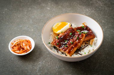Yılan balığı pirinç kasesi veya unagi pirinç kasesi - Japon yemek tarzı.