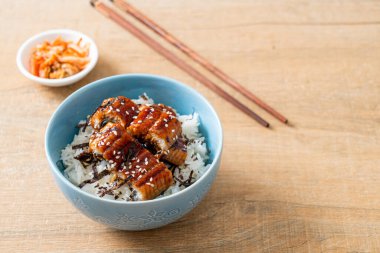 Yılan balığı pirinç kasesi veya unagi pirinç kasesi - Japon yemek tarzı.