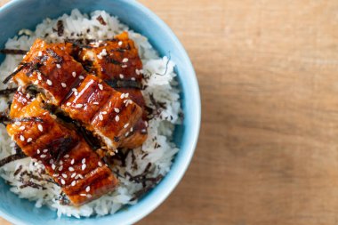 Yılan balığı pirinç kasesi veya unagi pirinç kasesi - Japon yemek tarzı.