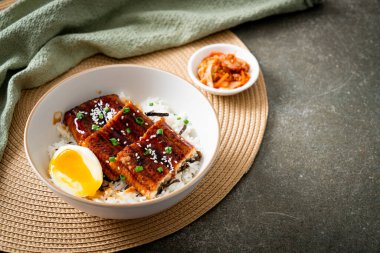 Yılan balığı pirinç kasesi veya unagi pirinç kasesi - Japon yemek tarzı.