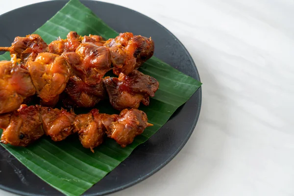 Ayam Panggang Gizzard Tusuk Sate Asia Street Food Style — Stok Foto