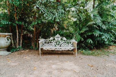 Bahçedeki boş vintage bank - vintage efekt süzgeci