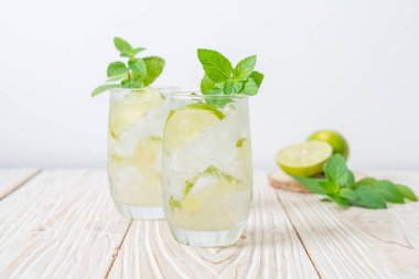 Naneli buzlu limonlu soda, ferahlatıcı içecek.