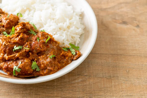 Chicken Tikka Masala Rice Plate Indian Food Style — Stockfoto