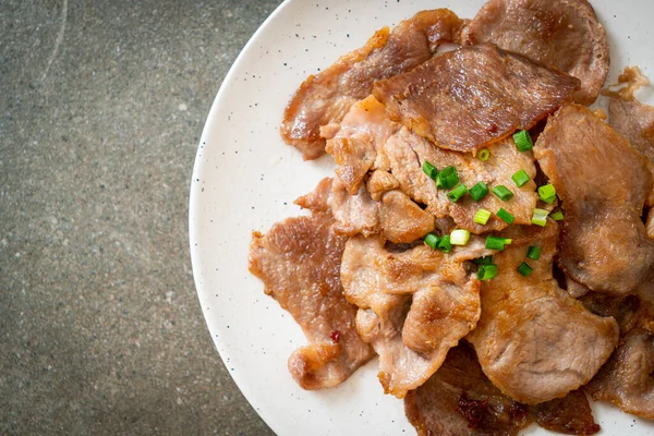 Parrilla Cuello Cerdo Rodajas Placa Estilo Asiático — Foto de Stock