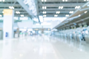 Arkaplan için soyut bulanık ve odaklanmış havaalanı terminali