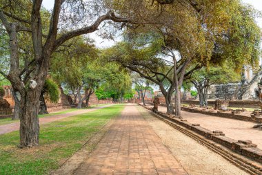 Ayutthaya, Tayland 'daki UNESCO Dünya Mirası Bölgesi, Sukhothai Tarih Parkı' ndaki Wat Phra Sri Santhe Tapınağı