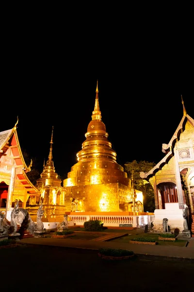 Bela Arquitetura Templo Wat Phra Sing Waramahavihan Nught Província Chiang — Fotografia de Stock