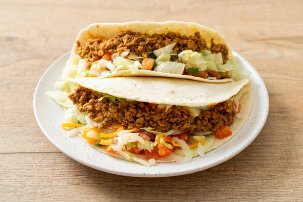 Mexican tacos with minced chicken - Mexican traditional cuisine