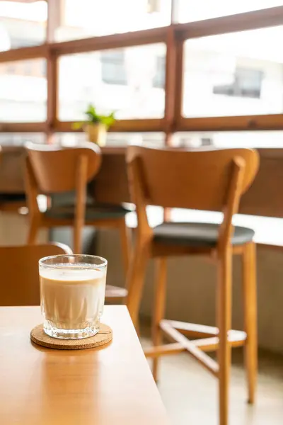 Dirty Coffee Glass Table Coffee Shop Cafe — Stockfoto