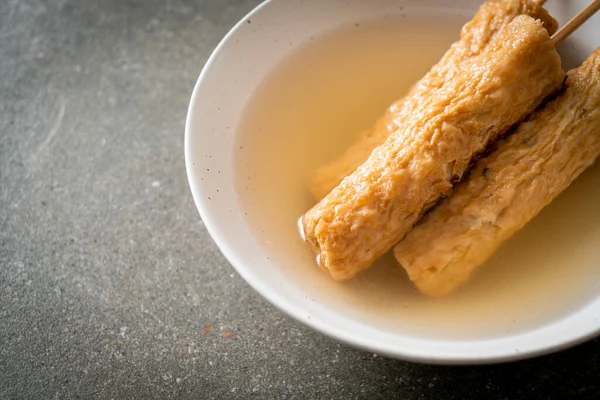 Odeng Korean Fish Cake Skewer Soup Korean Street Food Style — Stok Foto