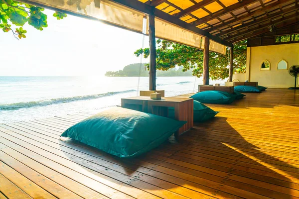 Boon Zak Balkon Met Zee Strand Achtergrond Bij Zonsopgang Zonsondergang — Stockfoto