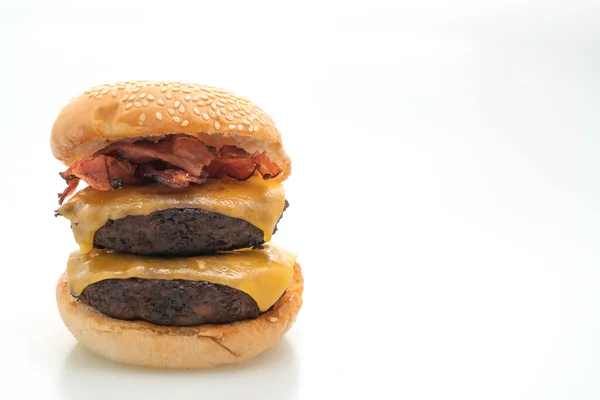 Hambúrgueres Hambúrgueres Carne Com Queijo Bacon Isolados Sobre Fundo Branco — Fotografia de Stock