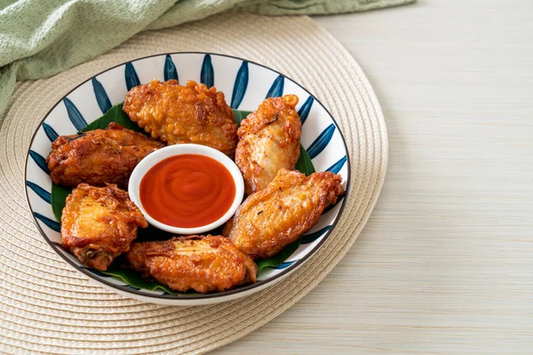 Crispy Fried Chicken Wings Fish Sauce — Stock Photo, Image