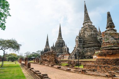 Ayutthaya, Tayland 'daki UNESCO Dünya Mirası Bölgesi, Sukhothai Tarih Parkı' ndaki Wat Phra Sri Santhe Tapınağı