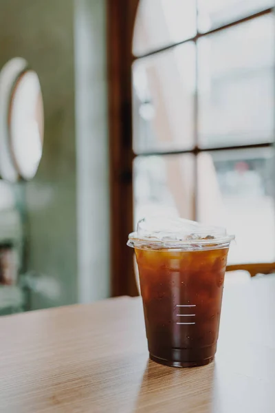 Американский Кофе Льдом Черный Стакан Кофе Кафе Кафе — стоковое фото