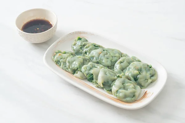 Steamed Chives Dumplings Sauce Asian Food Style — Stock Photo, Image