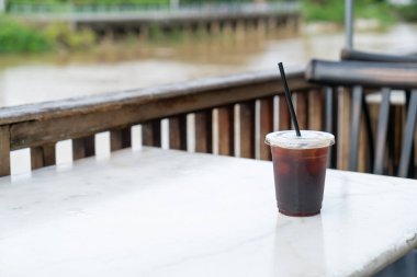 americano coffee or long black coffee in take away glass