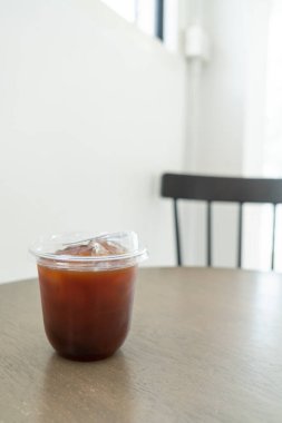 americano coffee or long black coffee in take away glass