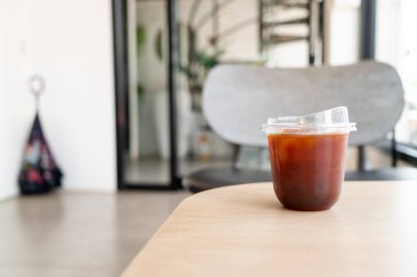americano coffee or long black coffee in take away glass