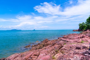 The Pink Coast or Lan Him Chomphu with sea background at Chanthaburi in Thailand