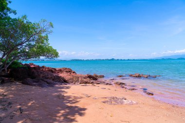The Pink Coast or Lan Him Chomphu with sea background at Chanthaburi in Thailand