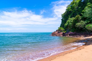 The Pink Coast or Lan Him Chomphu with sea background at Chanthaburi in Thailand