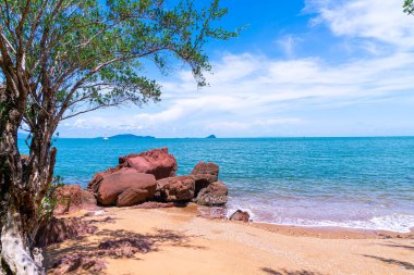 The Pink Coast or Lan Him Chomphu with sea background at Chanthaburi in Thailand