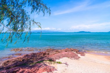 The Pink Coast or Lan Him Chomphu with sea background at Chanthaburi in Thailand