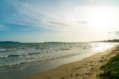 beautiful sea beach with sunset or sunrise time