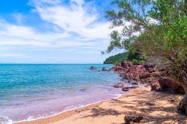 The Pink Coast or Lan Him Chomphu with sea background at Chanthaburi in Thailand