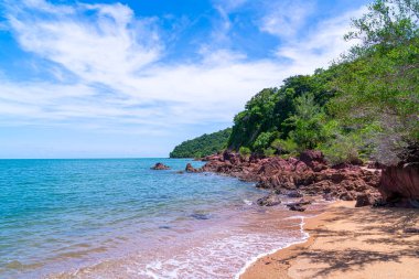 The Pink Coast or Lan Him Chomphu with sea background at Chanthaburi in Thailand