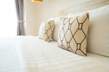 comfortable pillows decorate on bed in bedroom