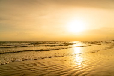 beautiful sea beach with sunset or sunrise time