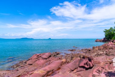 The Pink Coast or Lan Him Chomphu with sea background at Chanthaburi in Thailand