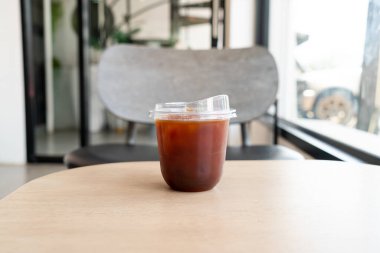 americano coffee or long black coffee in take away glass