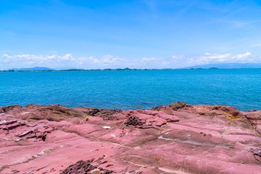 The Pink Coast or Lan Him Chomphu with sea background at Chanthaburi in Thailand