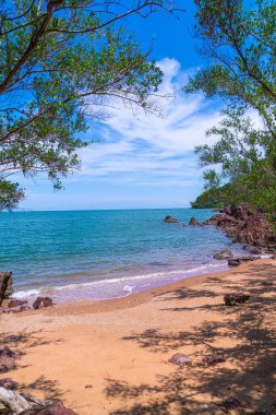 The Pink Coast or Lan Him Chomphu with sea background at Chanthaburi in Thailand