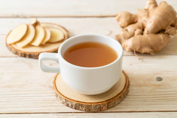 Fresh Hot Ginger Juice Glass Ginger Roots Healthy Drink Style — Stock Photo, Image