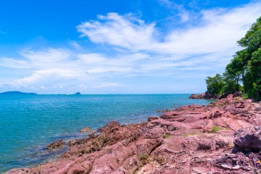 The Pink Coast or Lan Him Chomphu with sea background at Chanthaburi in Thailand
