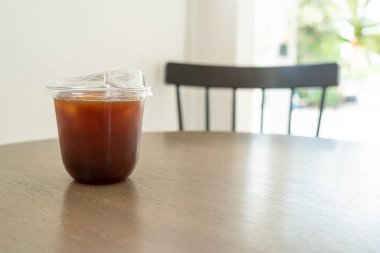 americano coffee or long black coffee in take away glass