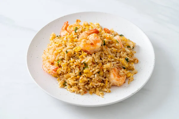homemade fried shrimps fried rice on plate in Thai style - Asian food style